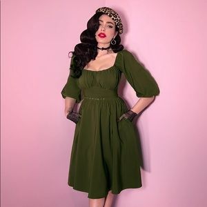 Vixen by Micheline Pitt Olive Vacation Dress